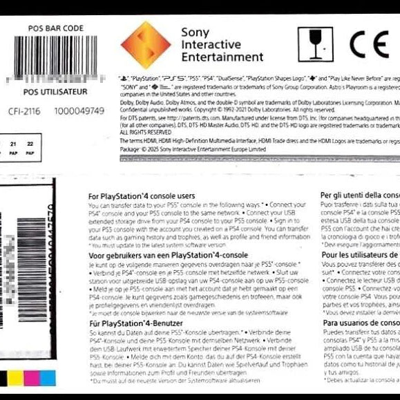 Console numérique Sony PlayStation 5 Slim (825 Go) version européenne - Modèle Slim - SSD ultra-rapide - Ray Tracing - Jeux vidéo 4K - PS5 Slim