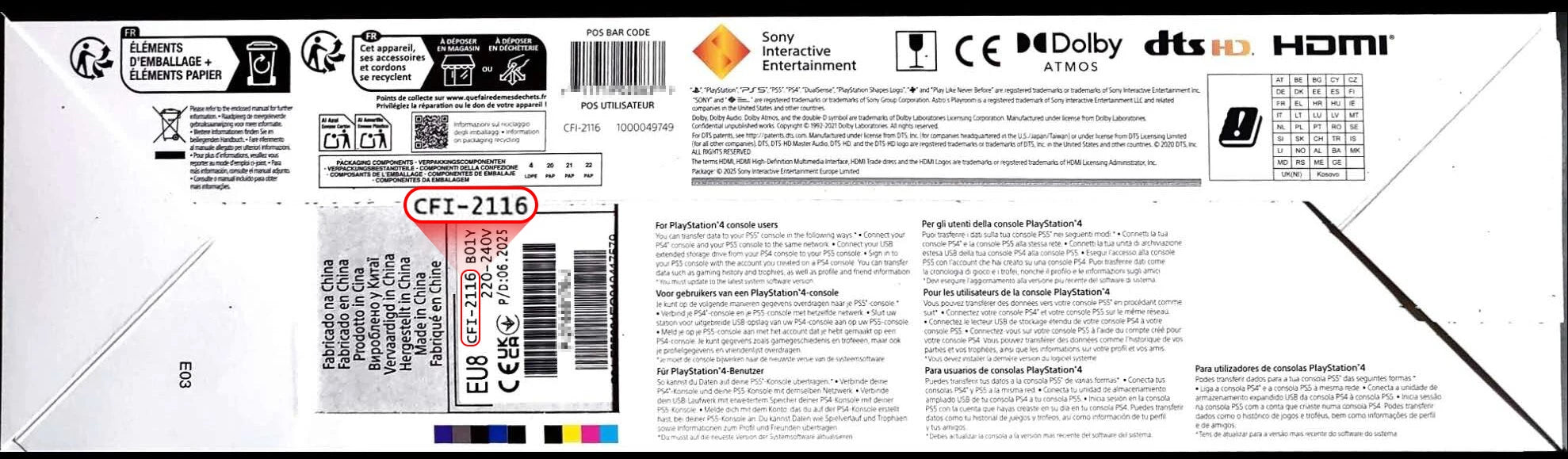 Console numérique Sony PlayStation 5 Slim (825 Go) version européenne - Modèle Slim - SSD ultra-rapide - Ray Tracing - Jeux vidéo 4K - PS5 Slim