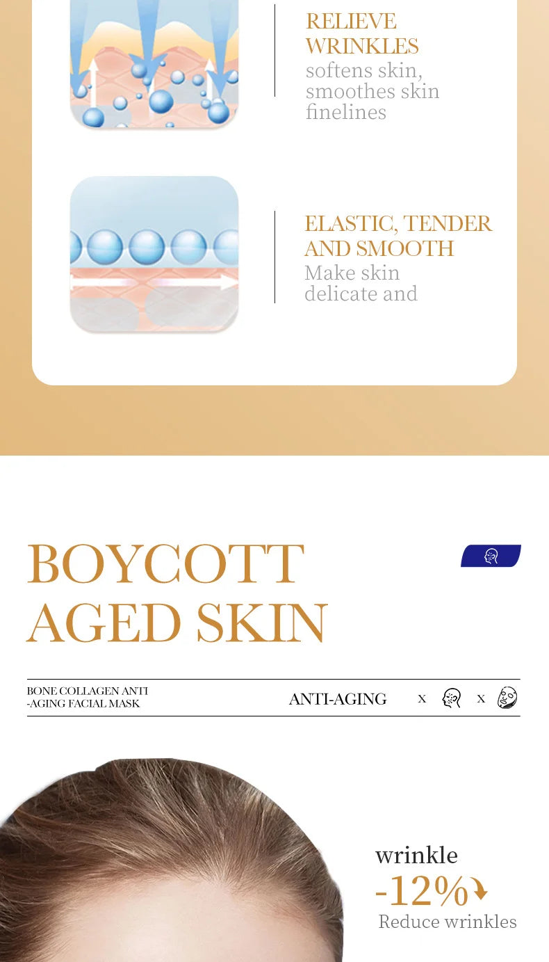 Lot de 10 masques faciaux anti-rides au collagène, anti-âge, atténue les ridules, raffermit la peau, hydrate et illumine le teint, cosmétique coréenne