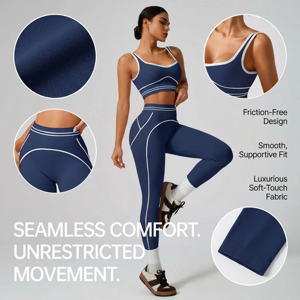Ensemble de yoga sans coutures pour femme - Soutien-gorge de sport et legging taille haute, tenue de sport idéale pour la salle de sport, le fitness et les exercices d'étirement.