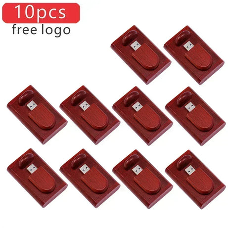JASTER Lot de 10 clés USB 2.0 en bois (logo personnalisable) - 4 Go, 8 Go, 16 Go, 32 Go, 64 Go, 128 Go - Cadeau de mariage