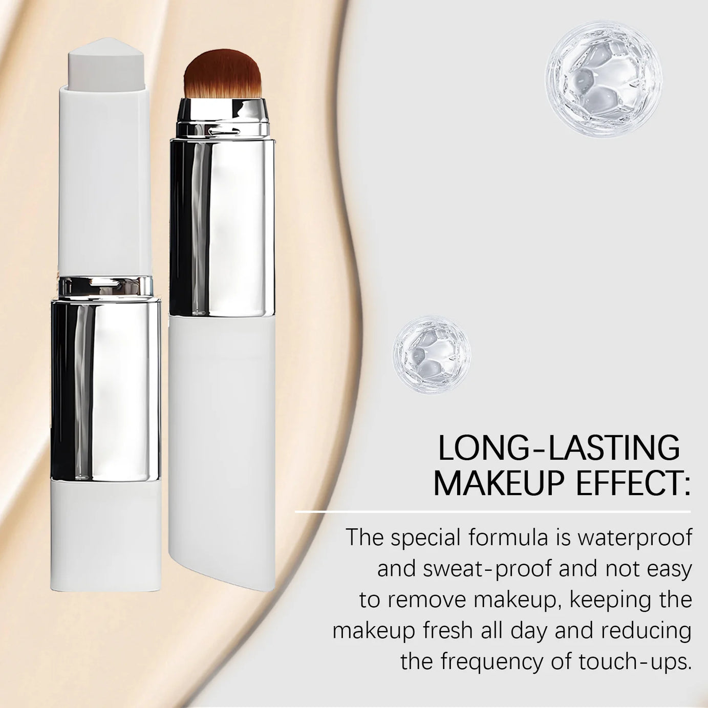 Fond de teint stick double embout avec pinceau, 3 teintes, léger, hydratant, illuminateur, matifiant, correcteur, fond de teint stick 2 en 1