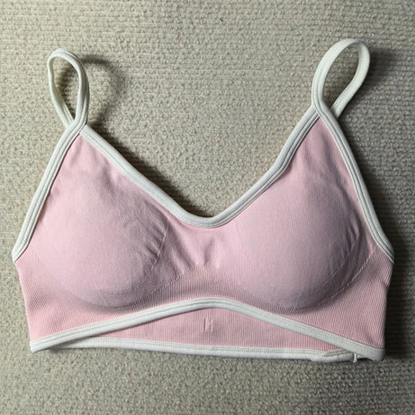 TEVEO Women's Backless Knitted Sports Bra Solid Color Summer Gym Fitness Top with Chest Cushion Sexy Suspender Yoga Bra