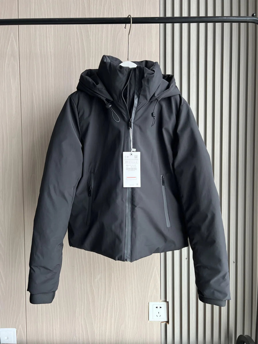 ETJ Automne/Hiver 2025 Nouvelle veste courte femme en coton épais chaud et imperméable à capuche, imitation coupe-vent, manteau d'extérieur 4749703