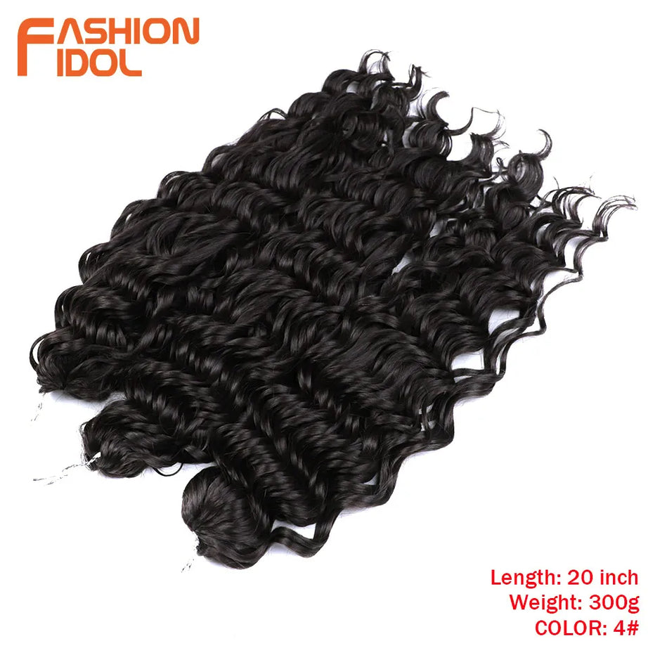 Extensions de cheveux bouclés FASHION IDOL, ondulations profondes, torsades, 50 cm, blond ombré, crochet synthétique.