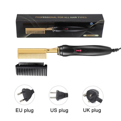 Peigne chauffant électrique, lisseur, fer à friser, brosse lissante pour cheveux secs et humides, outils de coiffure