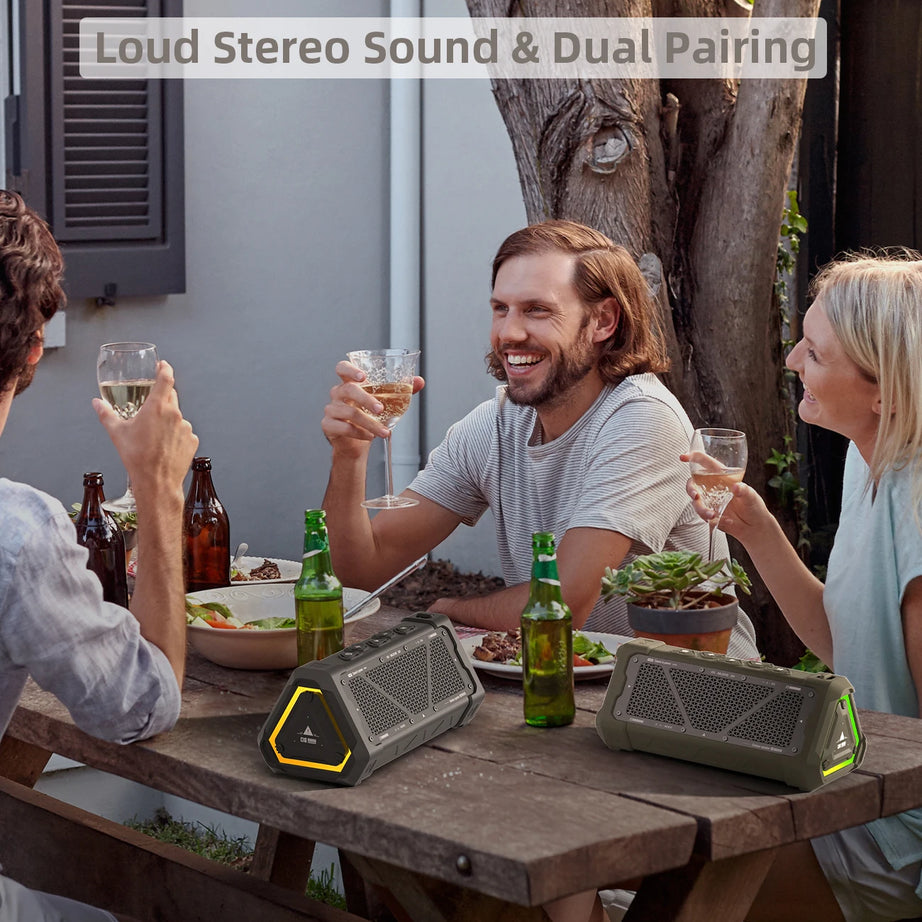 MLOVE P3 Outdoor Bluetooth Speaker, 40W Output Power Bluetooth 5.3 Speaker ,Stereo Sound IPX7 Waterproof,Micro SD Card,RGB Light