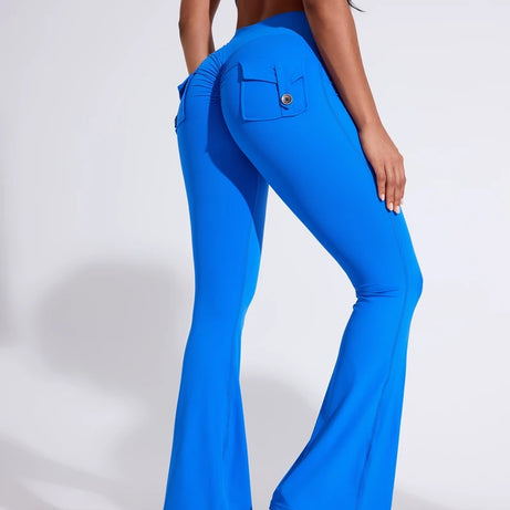 Pantalon de yoga taille haute à poches pour femme DIAS FIT JOY, effet push-up, séchage rapide, idéal pour la course, le sport et la salle de gym.