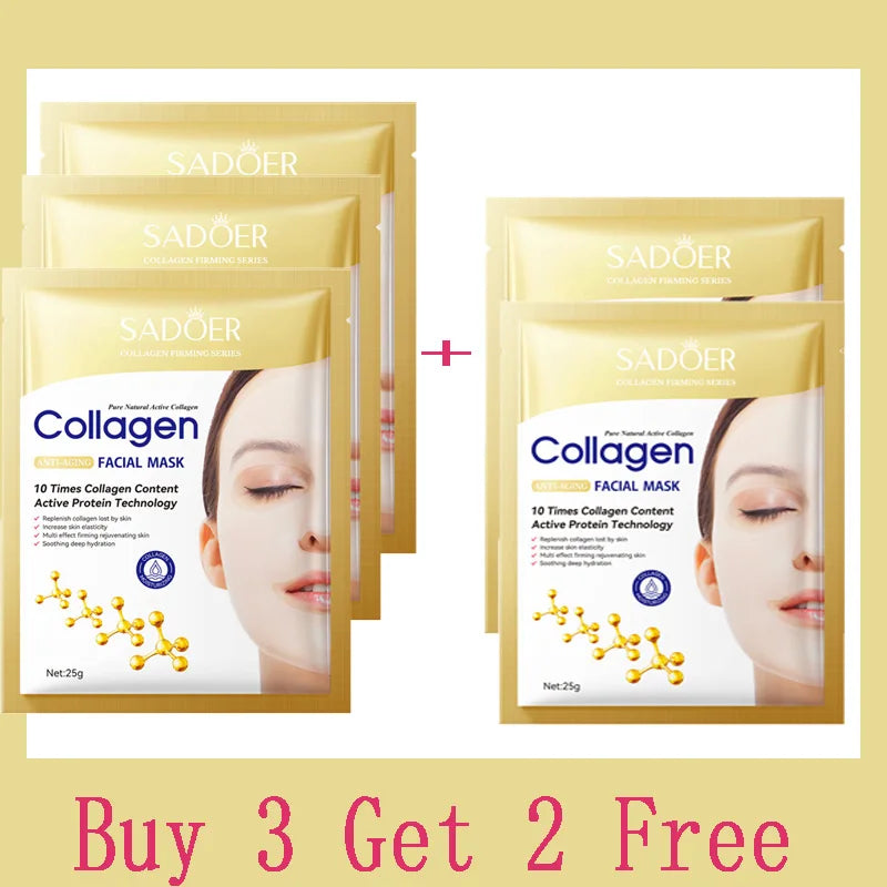Lot de 10 masques faciaux anti-rides au collagène, anti-âge, atténue les ridules, raffermit la peau, hydrate et illumine le teint, cosmétique coréenne