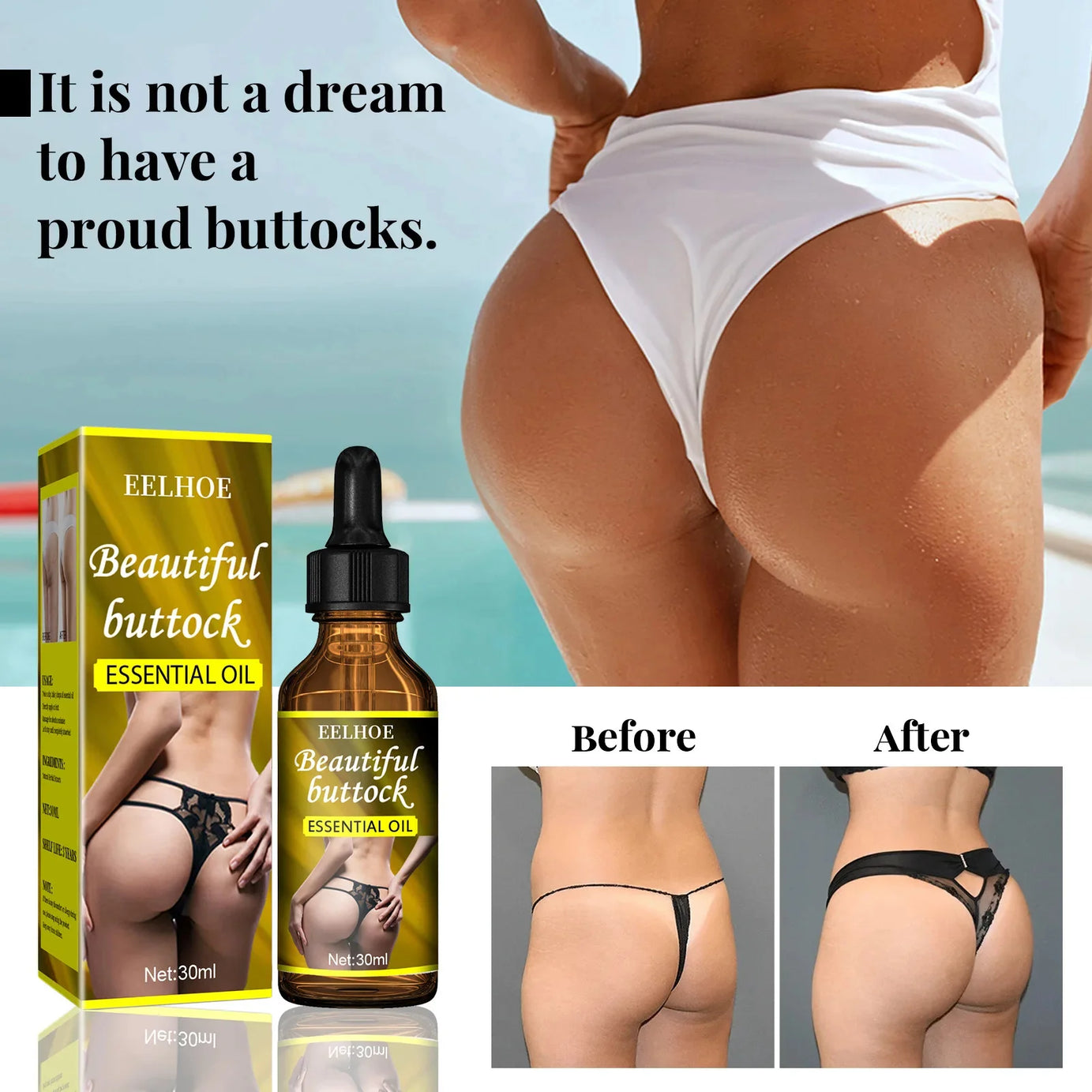 Huile essentielle pour augmenter le volume des fesses, rehausser les fesses, raffermir les hanches, repulper les seins, soins du corps sexy