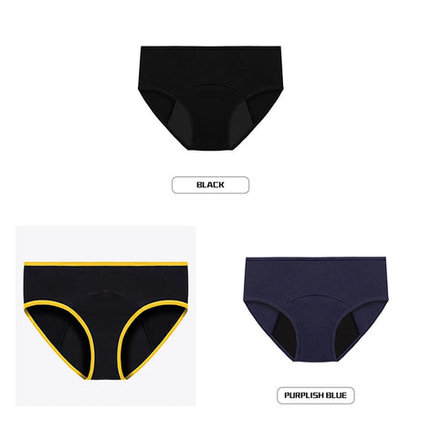 Lot de 3 culottes menstruelles pour femmes, anti-fuites, en coton, absorbantes, physiologiques, pour les règles.