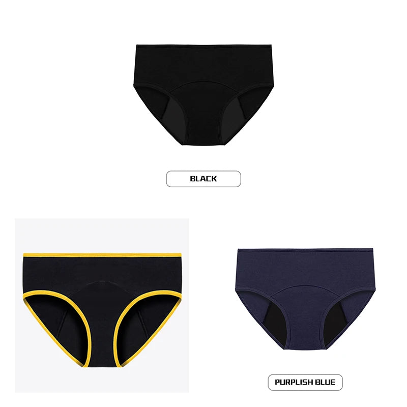 Lot de 3 culottes menstruelles pour femmes, anti-fuites, en coton, absorbantes, physiologiques, pour les règles.