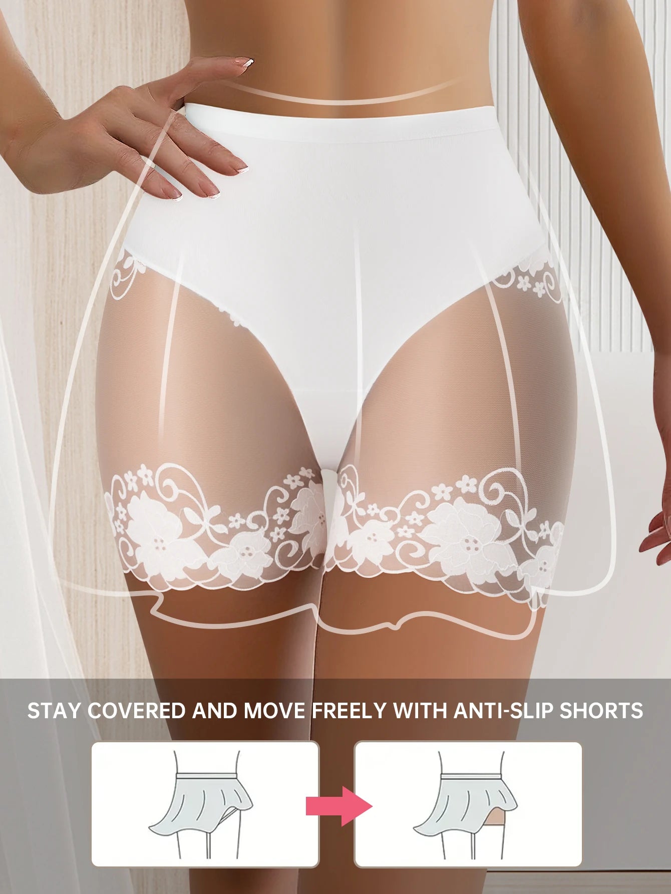Lot de 2 culottes shorty transparentes pour femmes - Confortables, taille mi-haute, respirantes, ne roulent pas, idéales pour les soirées en amoureux et au quotidien
