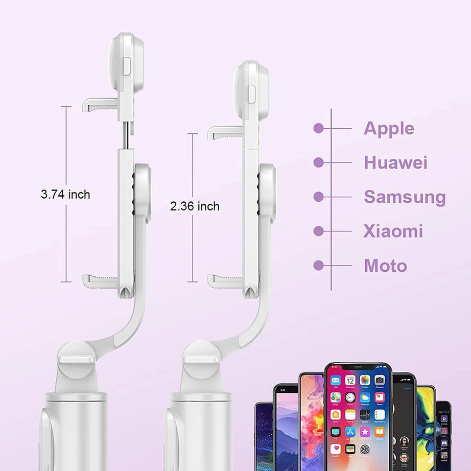 Perche à selfie sans fil Bluetooth avec trépied pliable et portable, éclairage d'appoint et télécommande pour smartphones Android et iPhone.