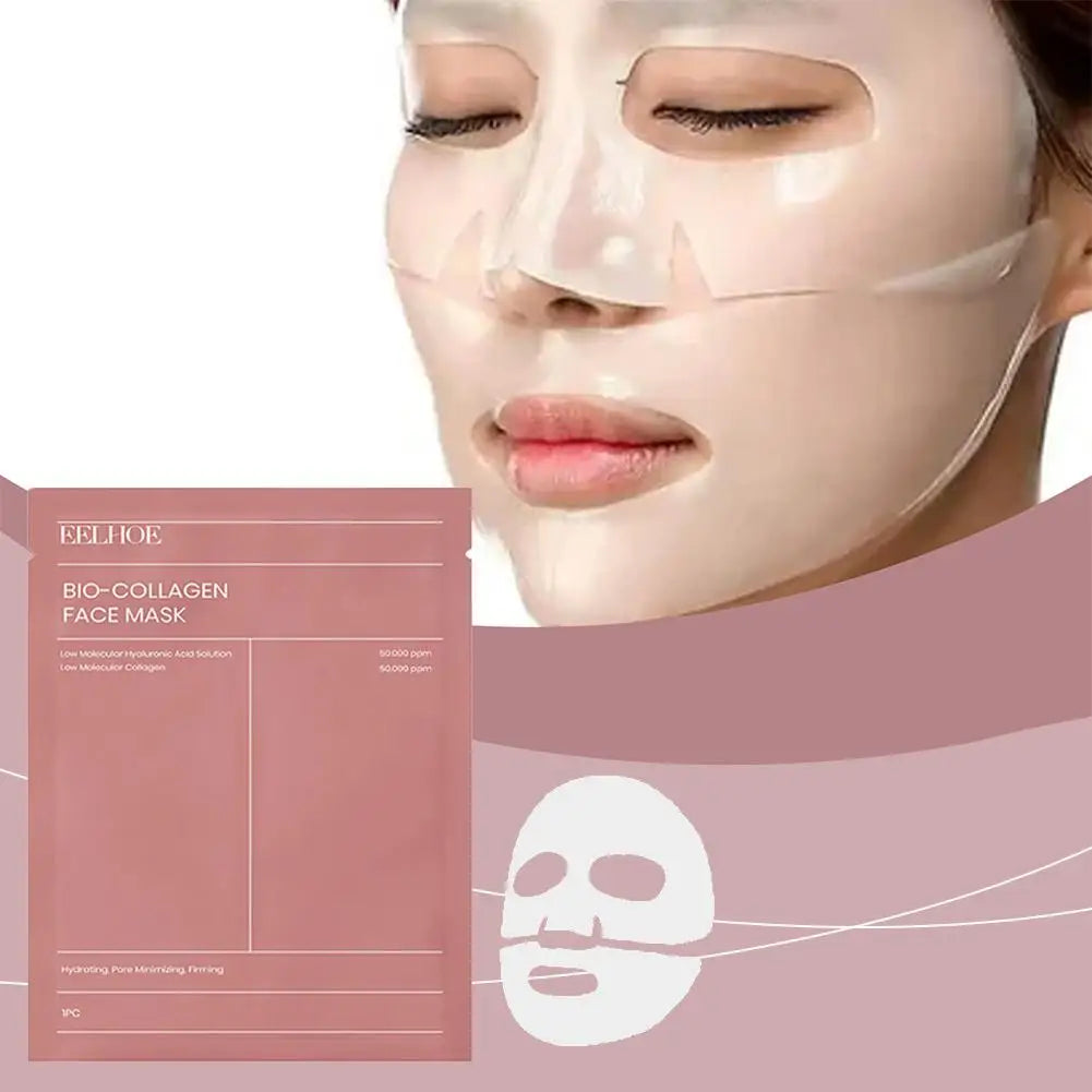 1/5/10 unidades Mascarilla facial de biocolágeno que reduce los poros, hidratación profunda, mascarilla nocturna, humectante, refrescante e iluminadora para el cuidado de la piel del rostro.