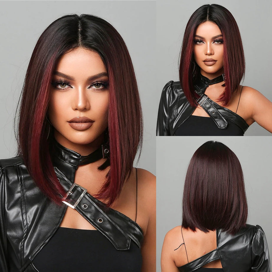 Perruque synthétique blanche, blonde et grise avec frange, coupe courte et lisse, idéale pour le cosplay et le quotidien. Cheveux naturels et résistants à la chaleur.