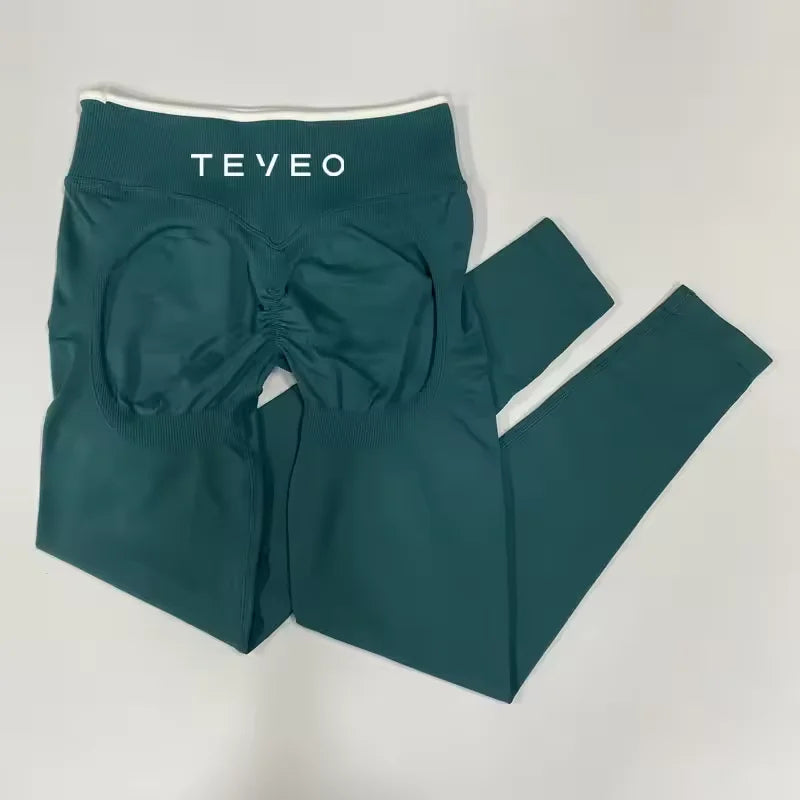 TEVEO Ignite Sculpt Leggings froncés sans coutures pour femme, pantalon de yoga, gainage des hanches, course à pied, sport, salle de gym, gamme Ignite Sculpt
