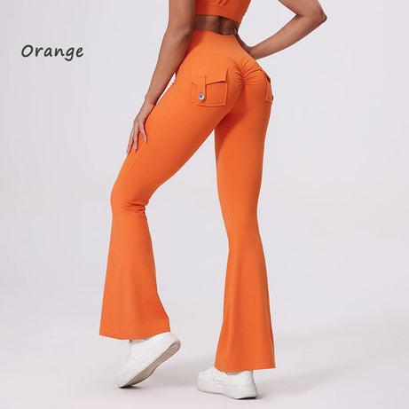 Pantalon de yoga taille haute à poches pour femme DIAS FIT JOY, effet push-up, séchage rapide, idéal pour la course, le sport et la salle de gym.