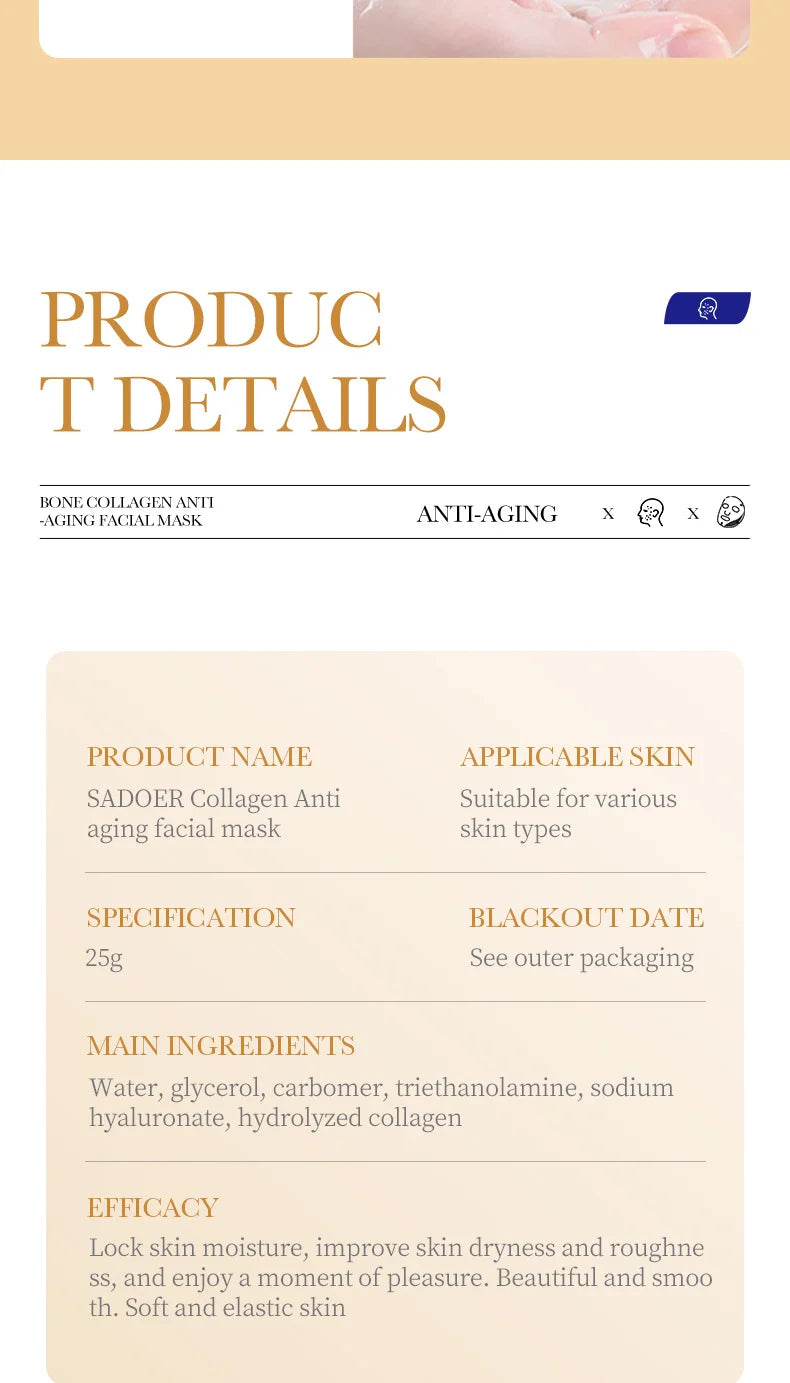 Lot de 10 masques faciaux anti-rides au collagène, anti-âge, atténue les ridules, raffermit la peau, hydrate et illumine le teint, cosmétique coréenne