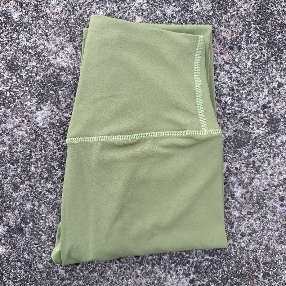 Solid Color Back Waist Pocket High Waist Yoga Legging Women Sport Cropped Pants Butter Athletic Gym Comprehensive Training Jog