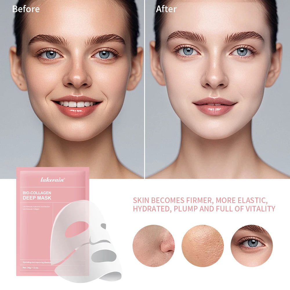 Masque Bio-Collagen Real Deep, supplément de collagène, masque hydrogel hydratant de nuit, améliore l'élasticité, minimise les pores et raffermit