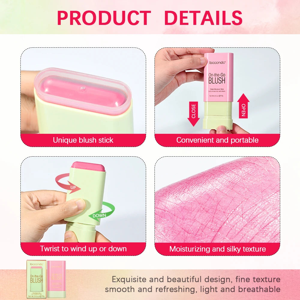 Blush Stick Fonctionnel Maquillage Facile à Colorer Rouge Crème Blush Waterproof Haute Rendu de Couleur Éclat du Teint