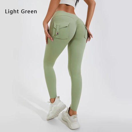 Pantalon de yoga en nylon DIAS FIT JOY, avec poches arrière, effet push-up, respirant et sans coutures apparentes.