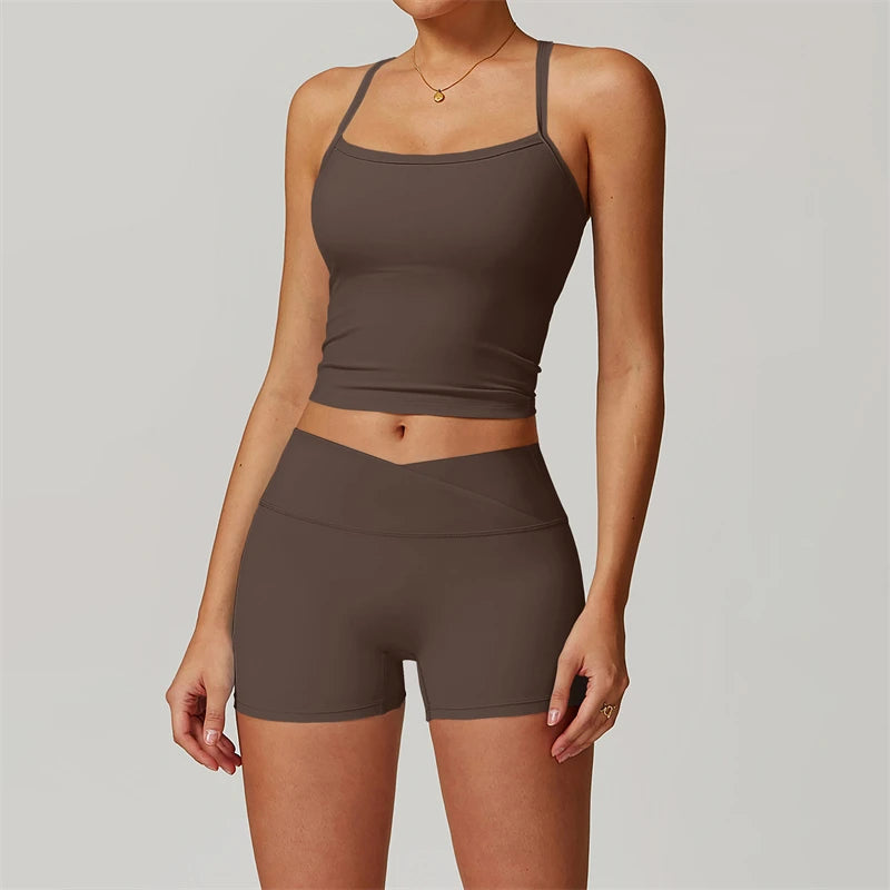 Ensemble de yoga 2 pièces pour femme, survêtement de sport, tenue de Pilates et fitness, soutien-gorge push-up et legging.