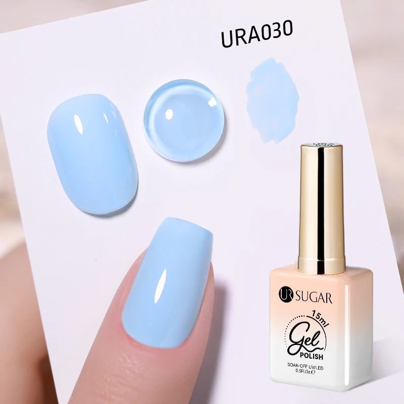 Vernis gel semi-permanent UR SUGAR 15 ml, couleur blanc laiteux translucide, effet gelée, UV, semi-permanent, pour nail art, à dissoudre. Dernière tendance.