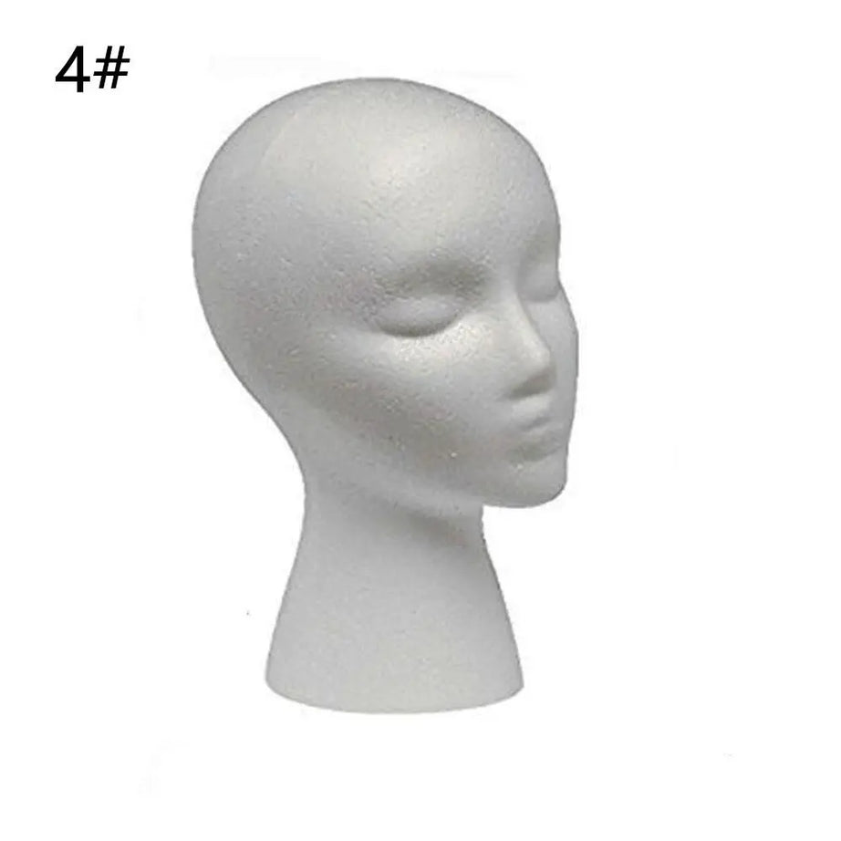 1 tête de mannequin en mousse pour perruque, lunettes et chapeau, présentoir pour accessoires capillaires, modèle de tête féminine.