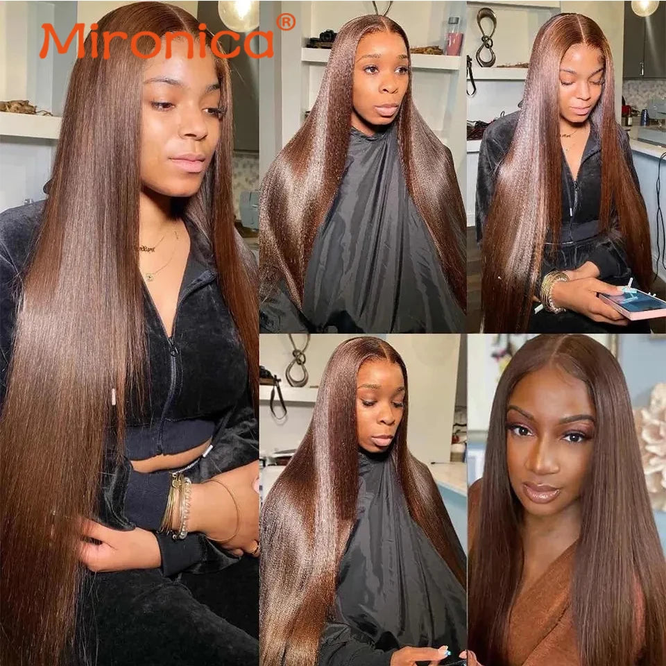 Extensions de cheveux humains Remy, brun chocolat lisse, longueur 1/3/4, 100 g/pièce