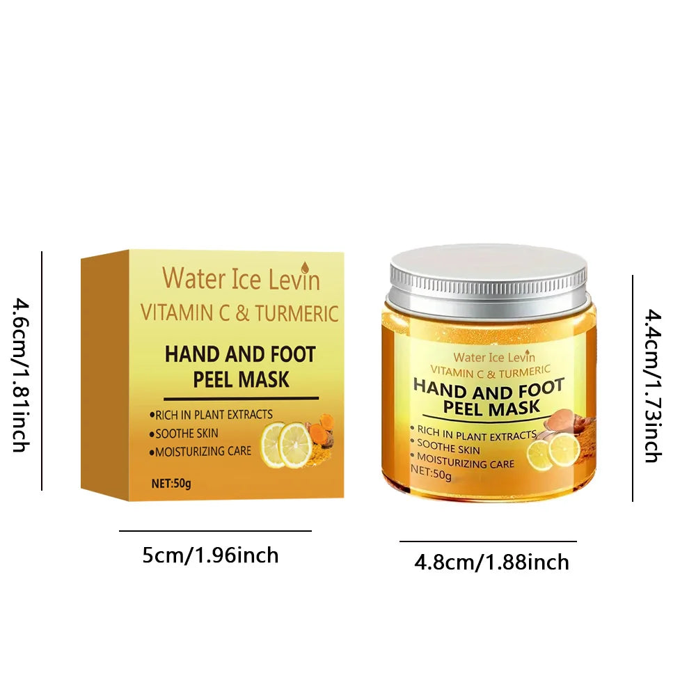 Masque à la cire pour les mains et les pieds à la vitamine C et au curcuma : adoucit la peau, nettoie en douceur et illumine le teint.