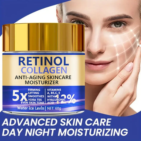 Crème visage au rétinol et collagène 60 g, soin hydratant raffermissant anti-âge à l'acide hyaluronique, livraison rapide