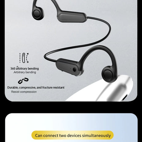 Écouteurs intra-auriculaires à conduction osseuse 2025, Bluetooth 5.3, sans fil, avec crochet d'oreille, étanches, pour le sport, la course et la conduite.