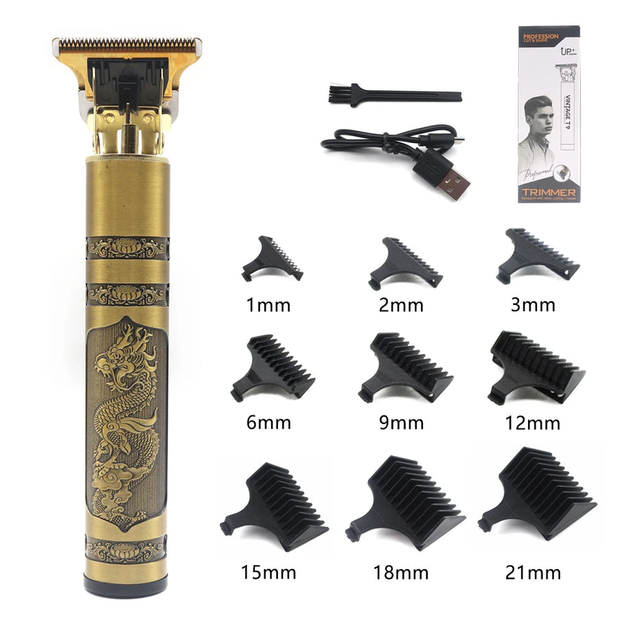 Tondeuse à cheveux professionnelle T9, corps en métal, tondeuse à barbe pour hommes, lame en acier inoxydable, tondeuse à cheveux et à barbe