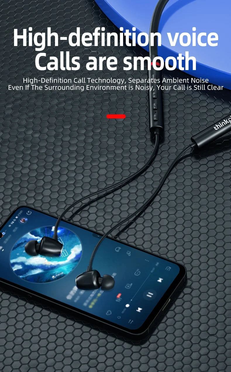 Écouteurs Bluetooth Lenovo HE05X 100 % originaux, étanches, son Hi-Fi, tour de cou magnétique, casque de sport