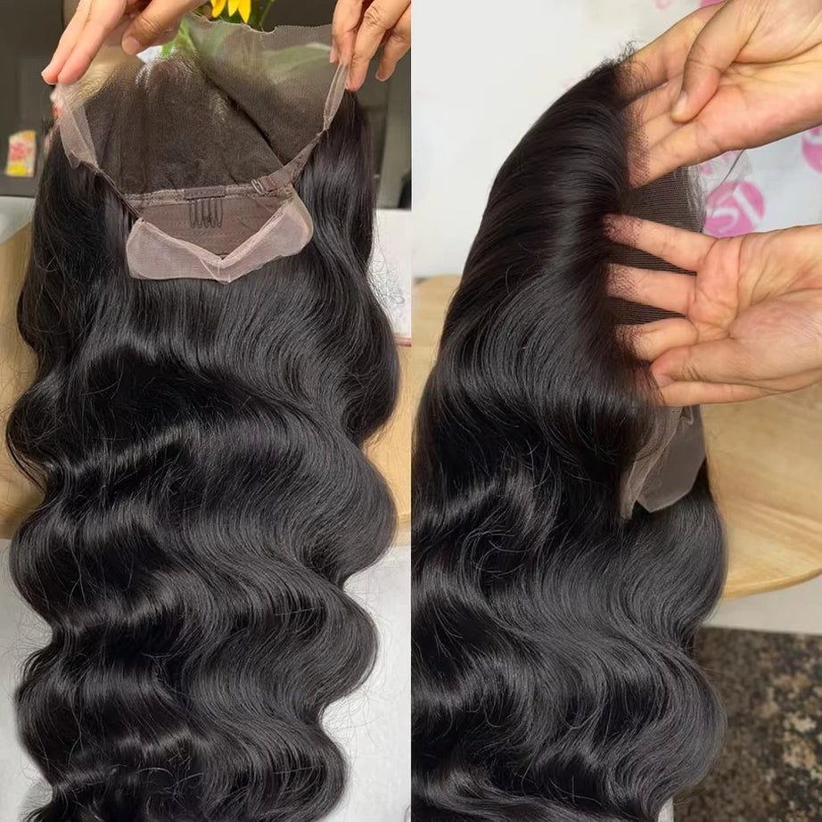 Perruque Lace Front 13x4, densité 200, ondulée, brésilienne, sans colle, noire, 13x6, transparente HD, cheveux humains