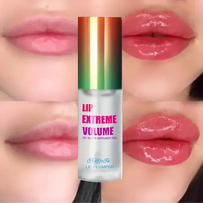 Huile repulpante pour les lèvres gingembre et menthe (1/2 pièce) : sérum volumisant pour des lèvres plus lisses et pulpeuses, pour un look jeune et sexy.