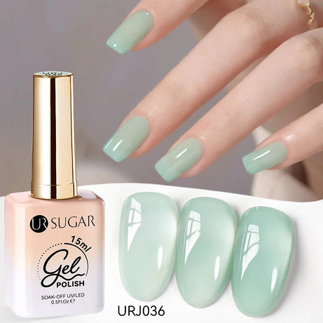 Vernis gel semi-permanent UR SUGAR 15 ml, couleur blanc laiteux translucide, effet gelée, UV, semi-permanent, pour nail art, à dissoudre. Dernière tendance.
