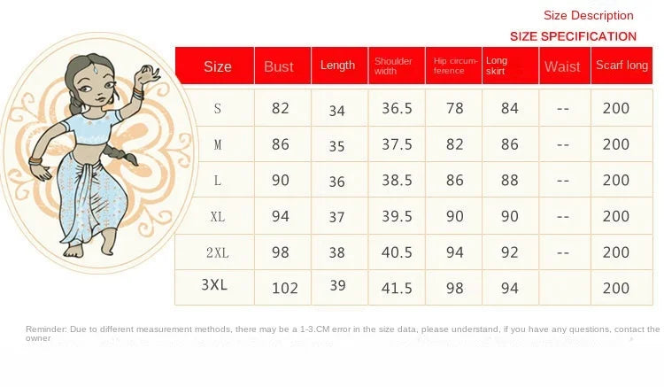 Yiman Exotic Indian Dance Dress Ethnic Style Female Photo Belly Dance Sari Top Big Swing Skirt Lengha Set