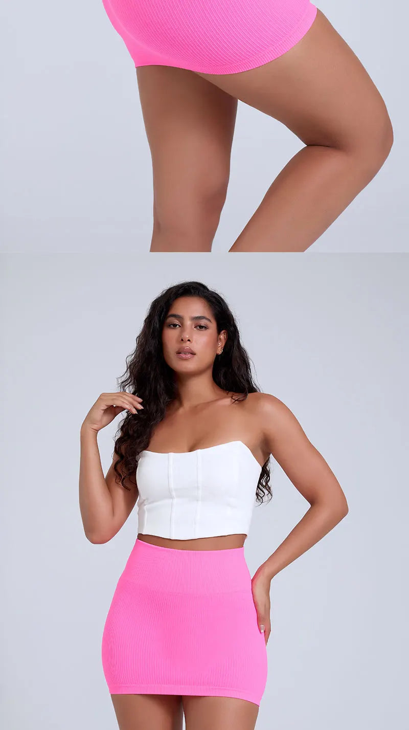FINETOO Printemps Été Nouvelle Jupe Mini Taille Haute Élastique Noire Affinante en Tricot Court pour Femmes Professionnelles