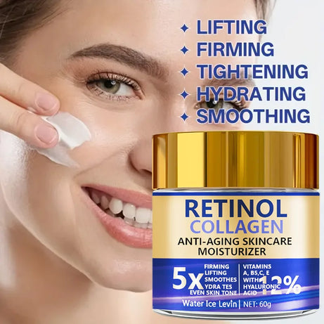 Crème visage au rétinol et collagène 60 g, soin hydratant raffermissant anti-âge à l'acide hyaluronique, livraison rapide