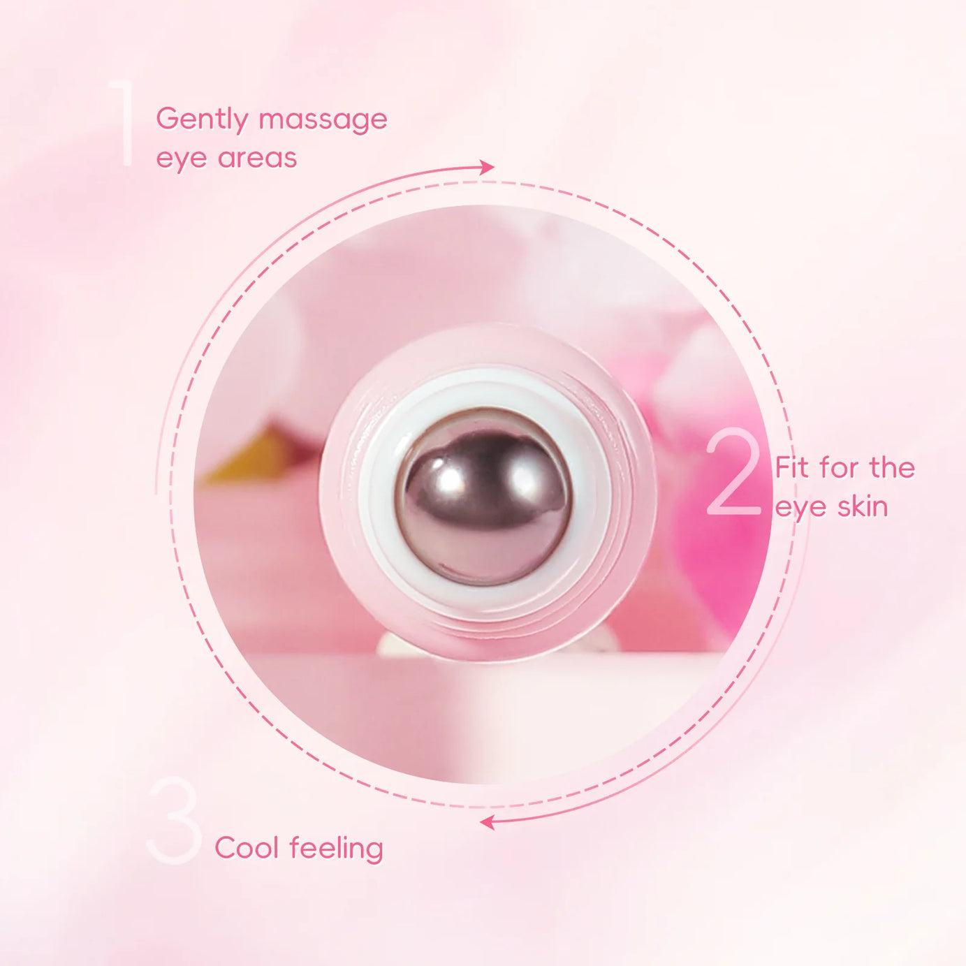 LAIKOU Sakura Eye Serum Roller Massage con ácido hialurónico para el cuidado de la piel, bolsas en los ojos, crema hidratante para ojeras 15 ml