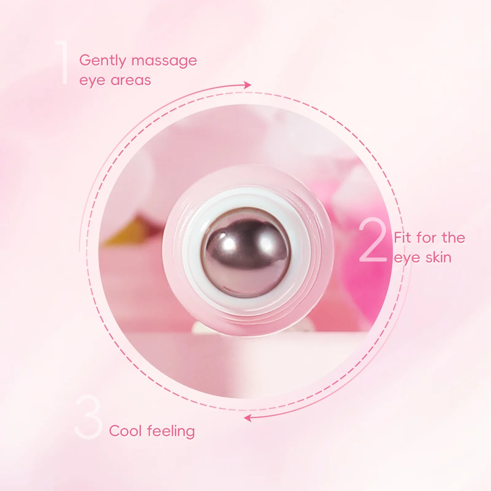 LAIKOU Sakura Eye Serum Roller Massage con ácido hialurónico para el cuidado de la piel, bolsas en los ojos, crema hidratante para ojeras 15 ml