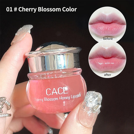 Baume à lèvres CACE au miel et aux fleurs de cerisier — Hydratation intense et repulpante, fini brillant riche en eau, non collant,
