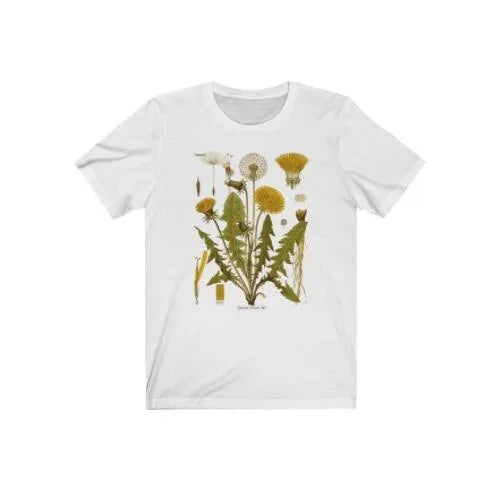 T-shirt graphique à motif botanique pissenlit, idéal pour la randonnée, imprimé botanique, manches courtes, en coton, coupe oversize, style Harajuku, pour femme