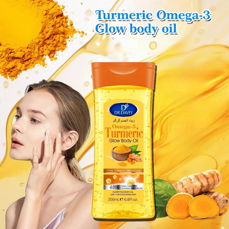 Huile Corps Curcuma & Oméga-3 – Éclat Naturel, Hydratation Intense & Peau Lumineuse – 200ml