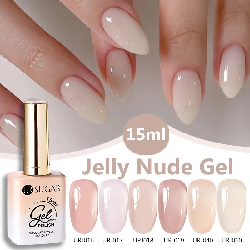 Vernis gel semi-permanent UR SUGAR 15 ml, couleur blanc laiteux translucide, effet gelée, UV, semi-permanent, pour nail art, à dissoudre. Dernière tendance.