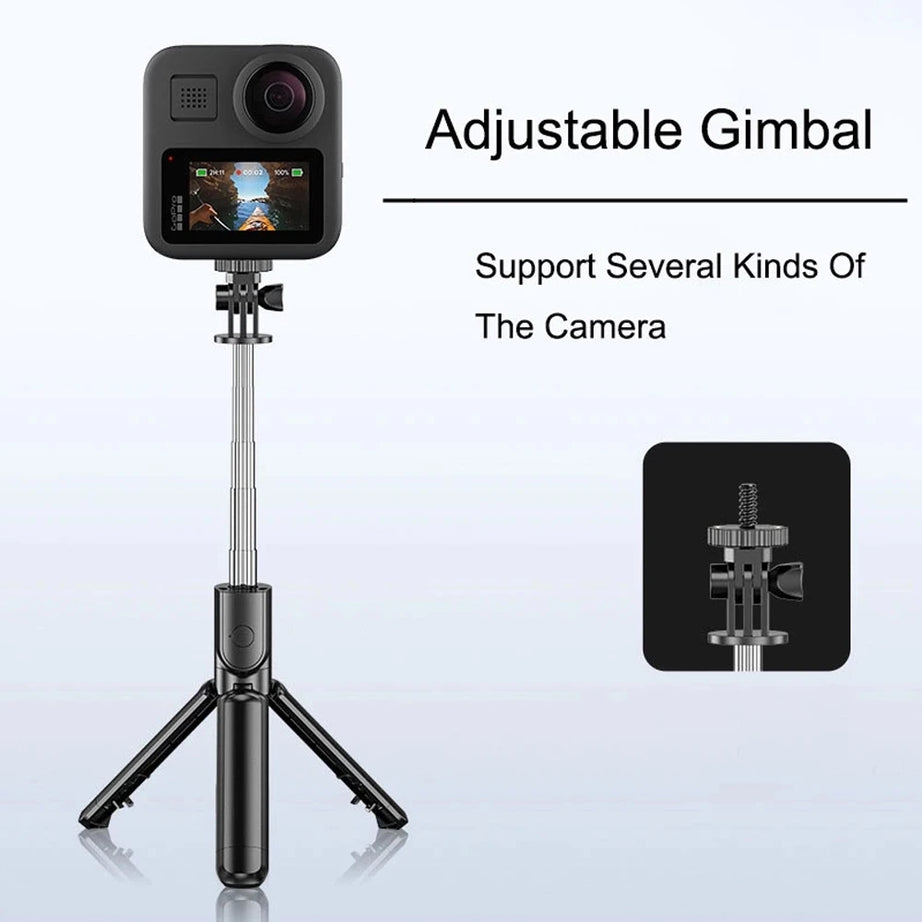 Perche à selfie sans fil Bluetooth avec trépied pliable et portable, éclairage d'appoint et télécommande pour smartphones Android et iPhone.