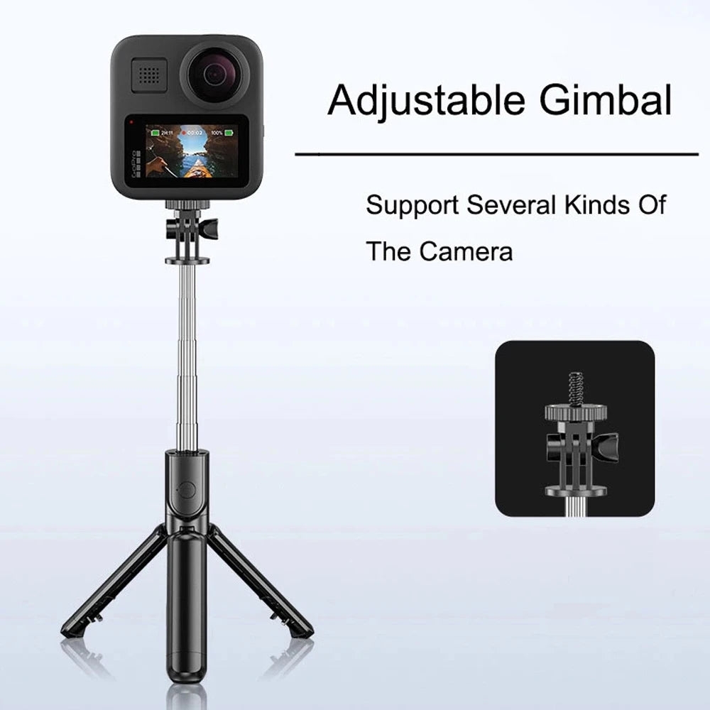 Perche à selfie sans fil Bluetooth avec trépied pliable et portable, éclairage d'appoint et télécommande pour smartphones Android et iPhone.